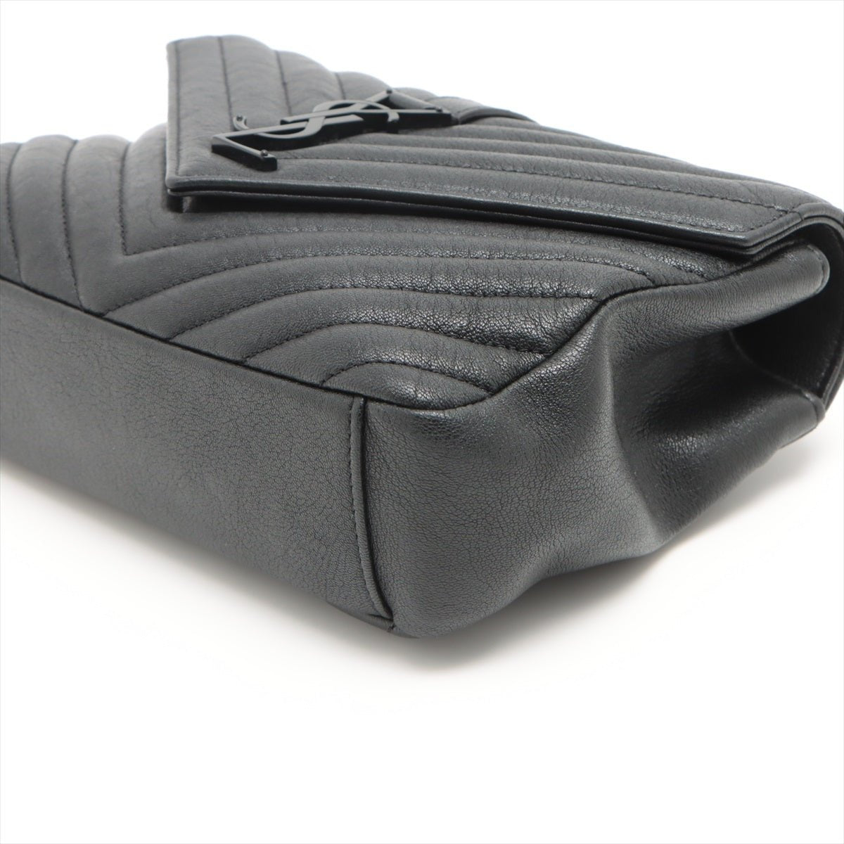 College Medium Quilted "Y" Leather All Black 2-Way Bag