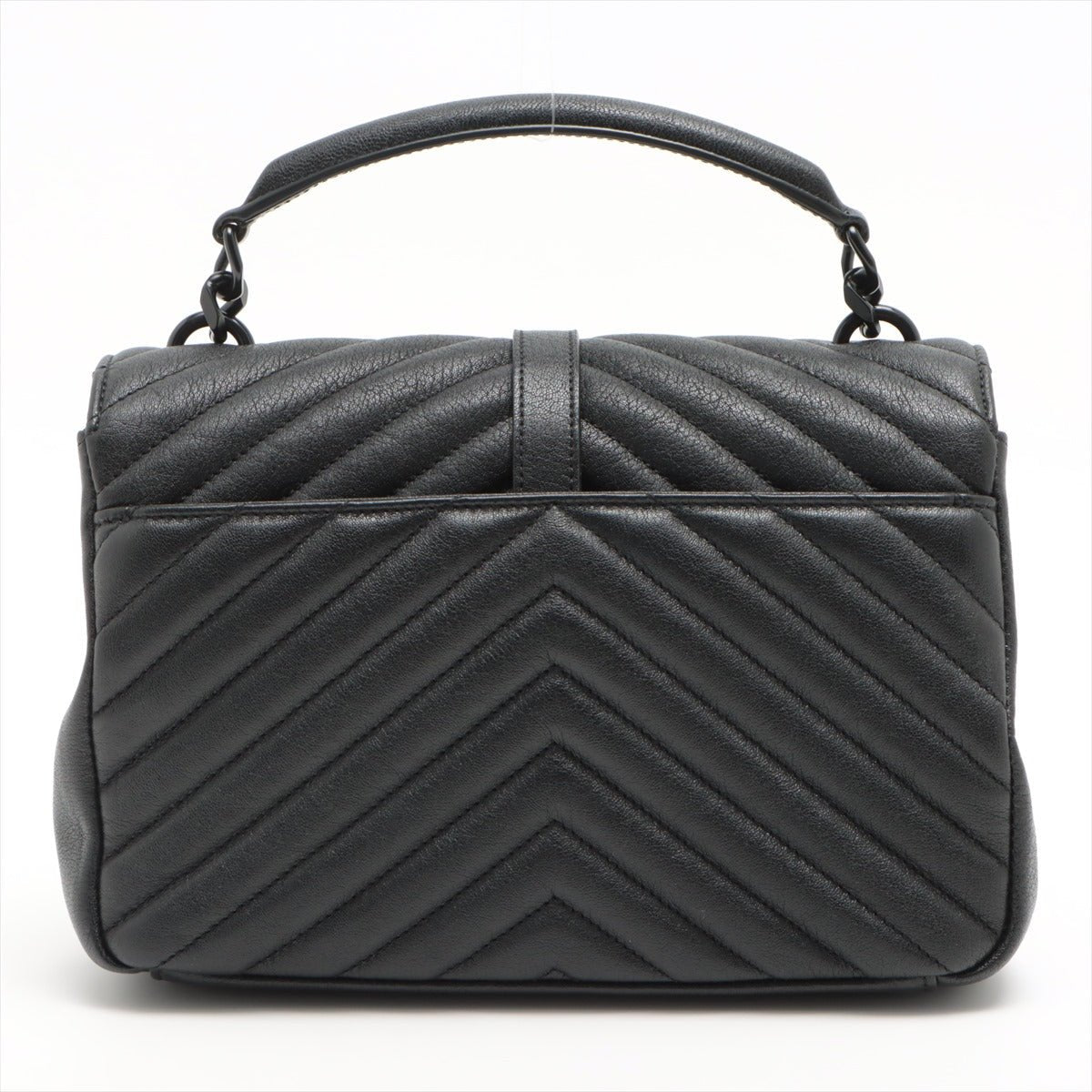 College Medium Quilted "Y" Leather All Black 2-Way Bag