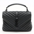 College Medium Quilted "Y" Leather All Black 2-Way Bag
