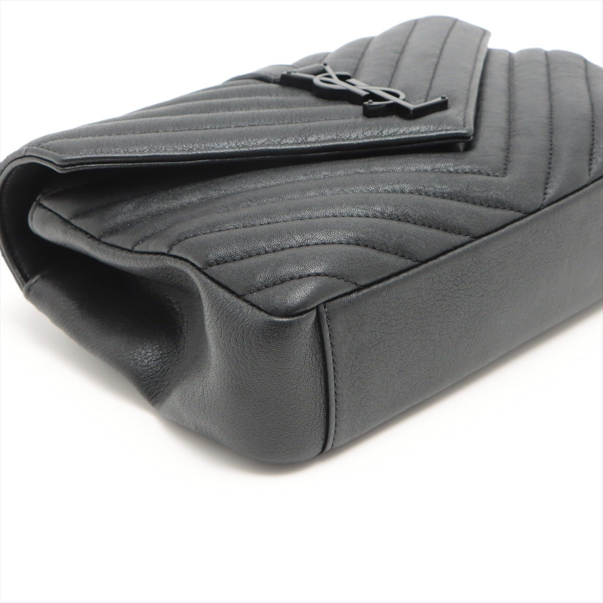 College Medium Quilted "Y" Leather All Black 2-Way Bag