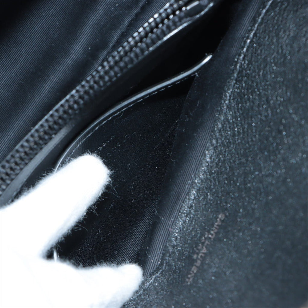 College Medium Quilted "Y" Leather All Black 2-Way Bag