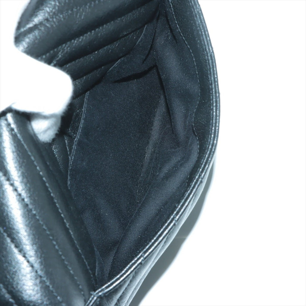 College Small Quilted "Y" Leather Black Bag