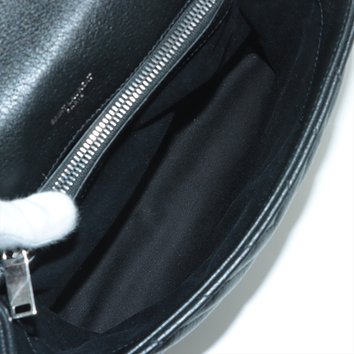 College Small Quilted "Y" Leather Black Bag