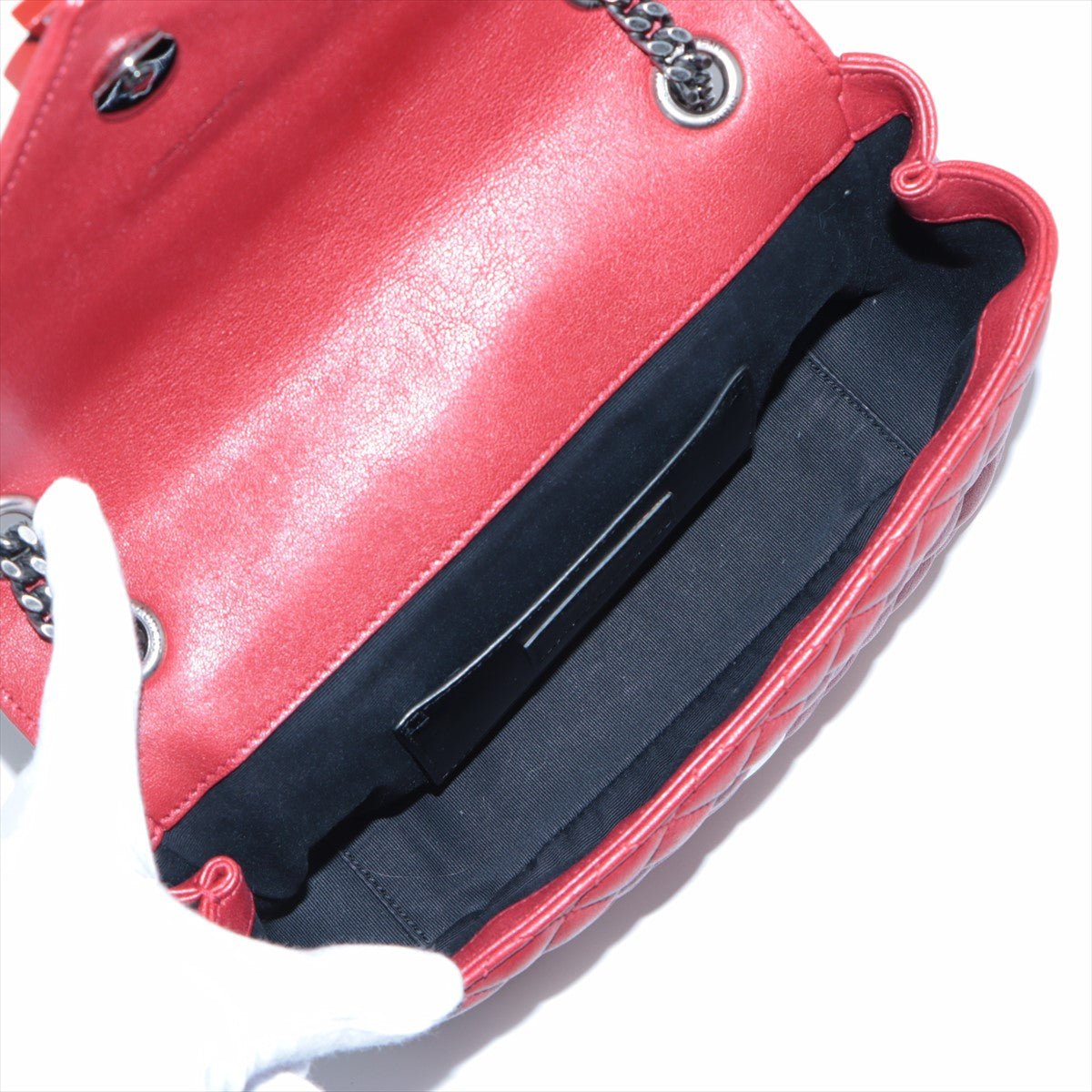 Envelope Leather Red Chain Shoulder Bag