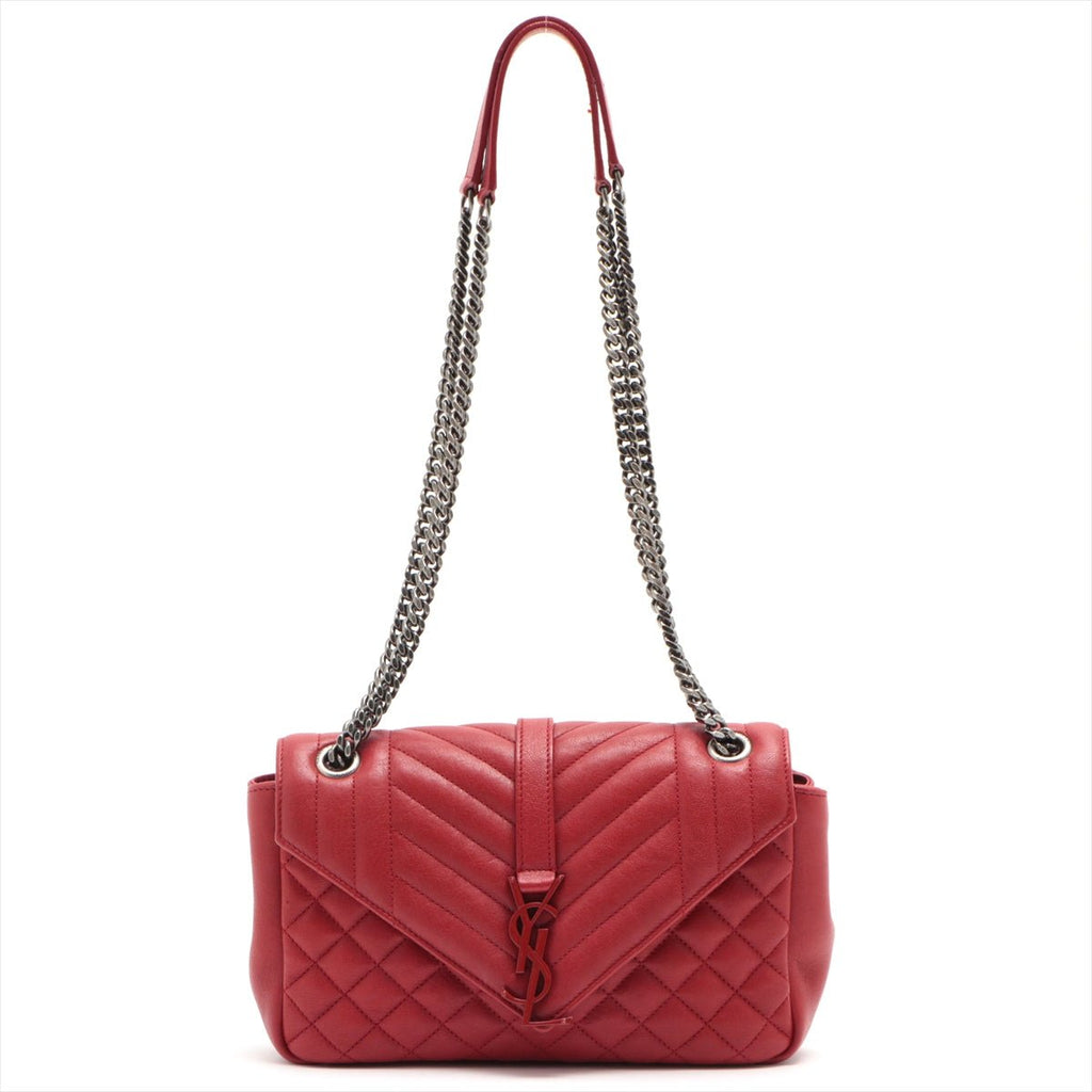Envelope Leather Red Chain Shoulder Bag
