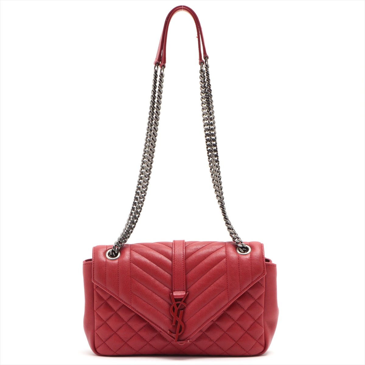 Envelope Leather Red Chain Shoulder Bag