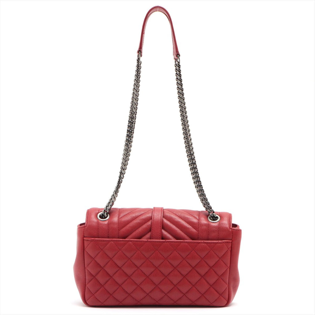 Envelope Leather Red Chain Shoulder Bag