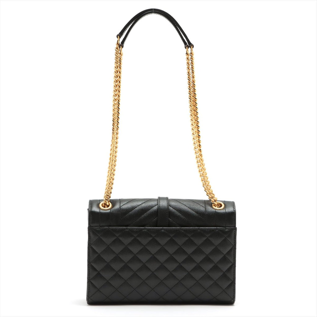 Envelope Medium Quilted Embossed Leather Black