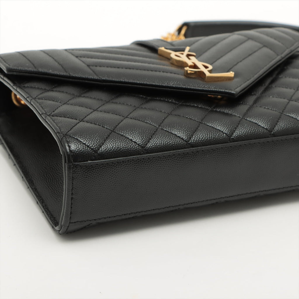 Envelope Medium Quilted Embossed Leather Black