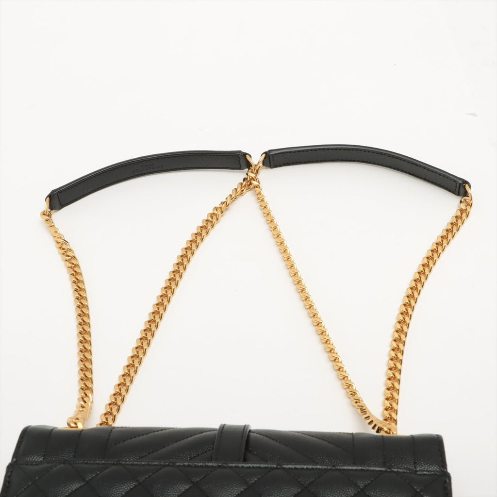 Envelope Medium Quilted Embossed Leather Black