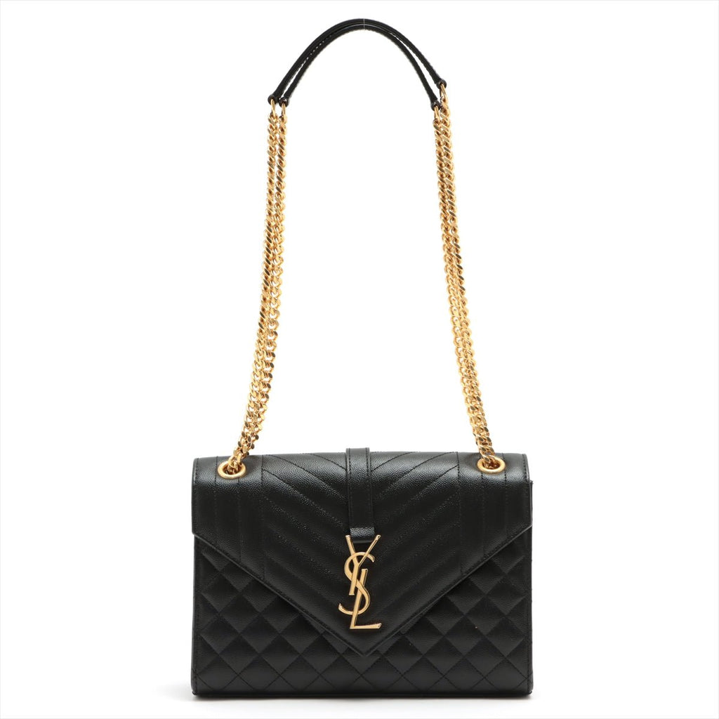 Envelope Medium Quilted Embossed Leather Black