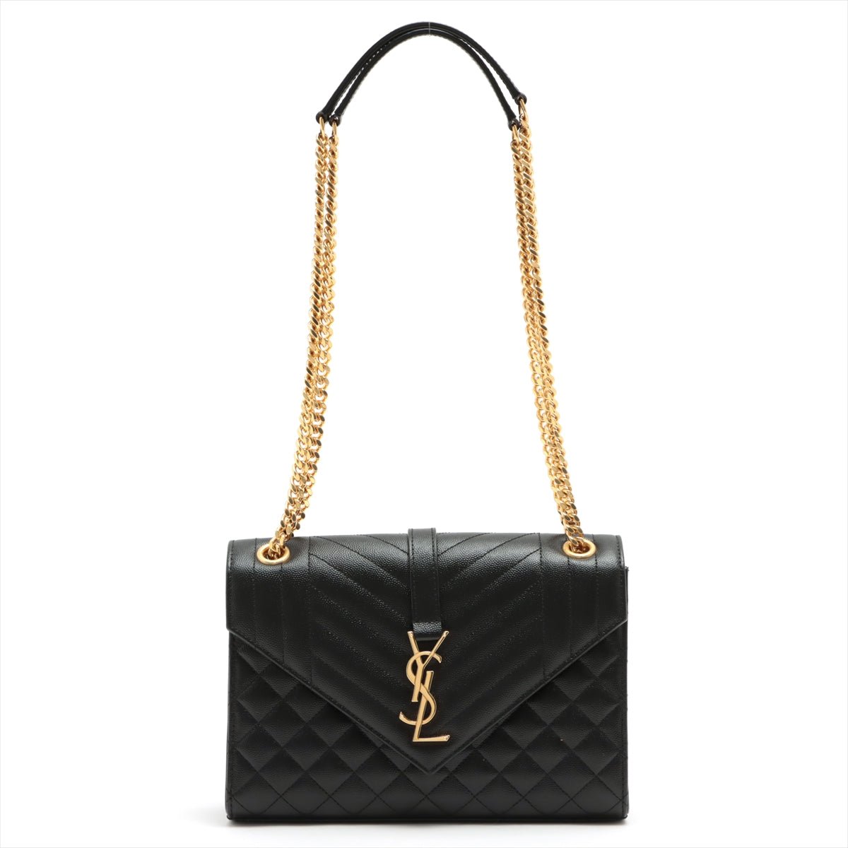 Envelope Medium Quilted Embossed Leather Black