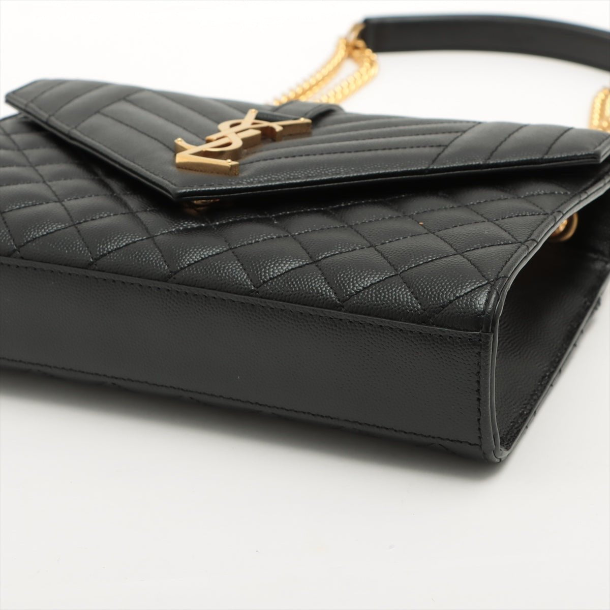 Envelope Medium Quilted Embossed Leather Black