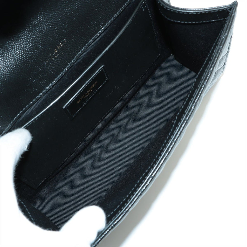 Envelope Medium Quilted Embossed Leather Black