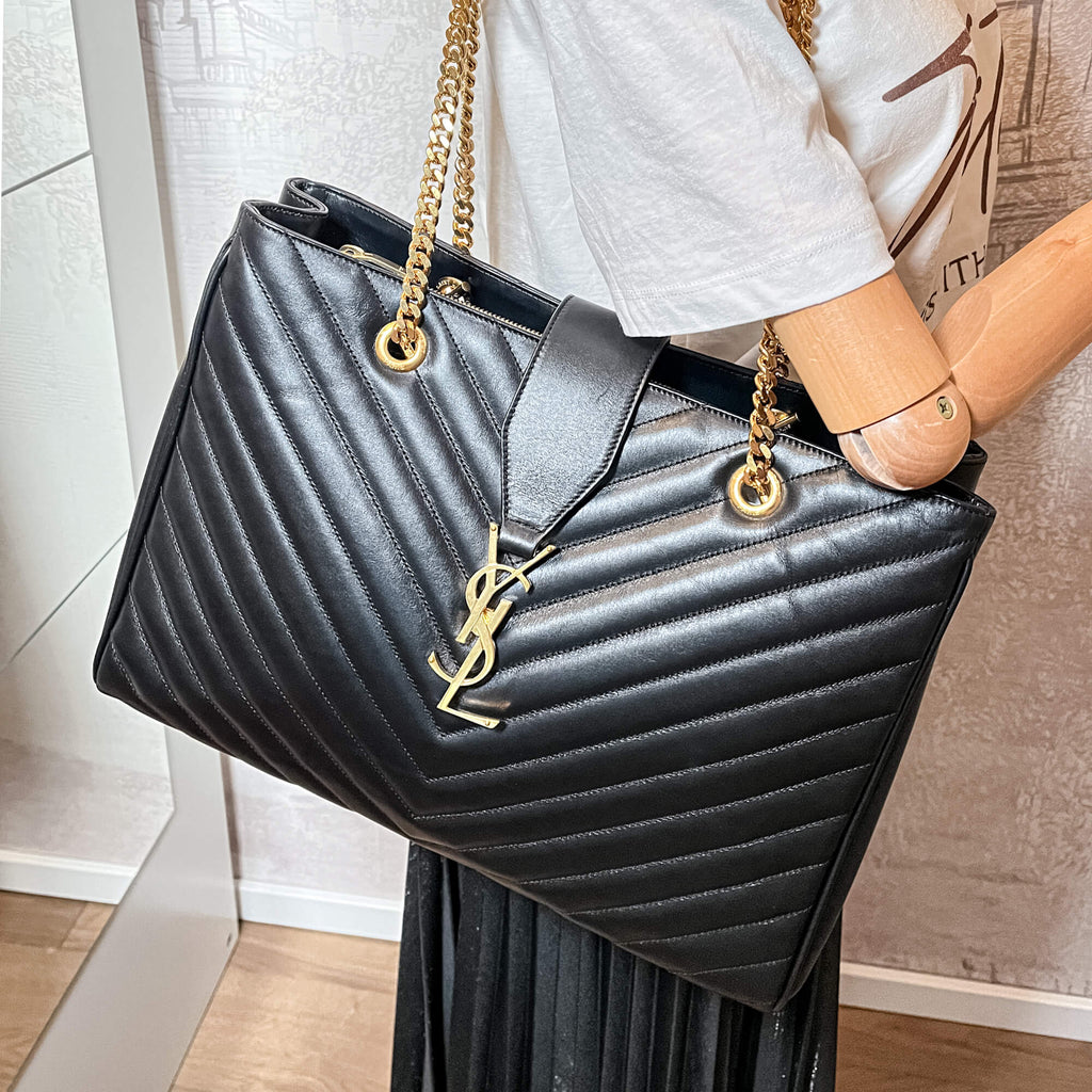 Loulou Large Black Leather Tote