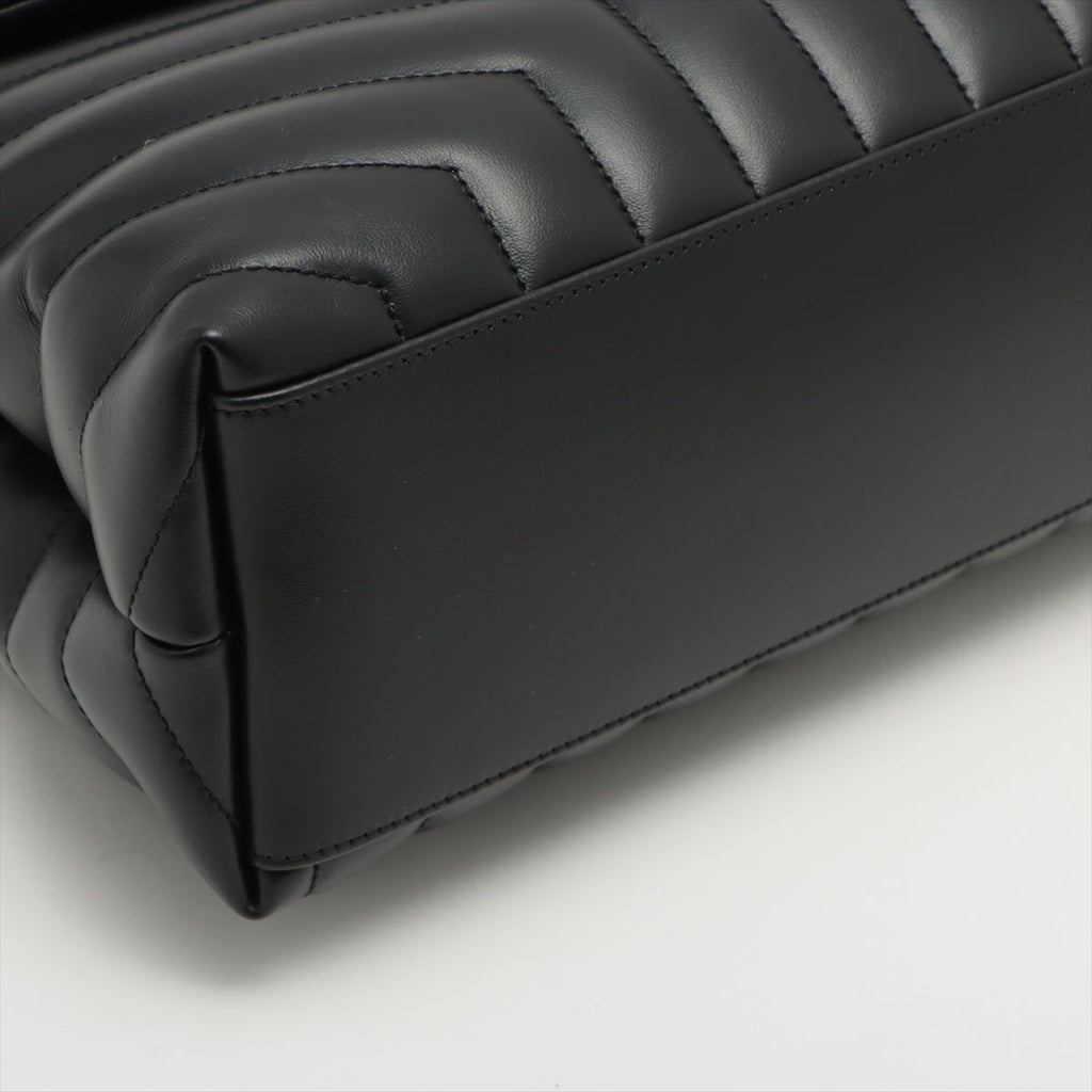Loulou Medium Chain in Black Quilted "Y" Leather
