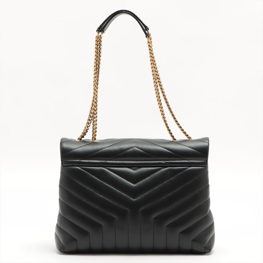 Loulou Medium Chain in Black Quilted "Y" Leather