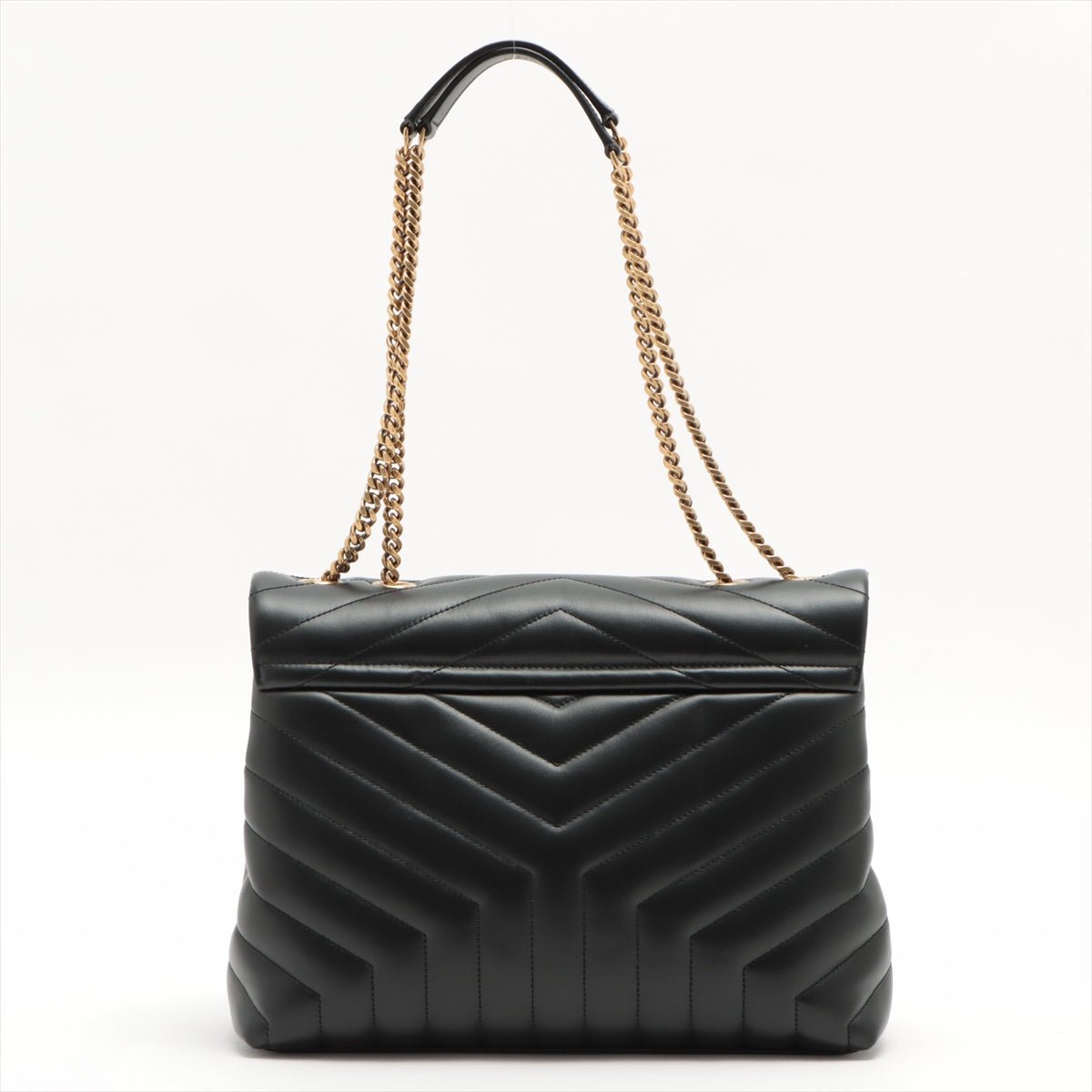 Loulou Medium Chain in Black Quilted "Y" Leather
