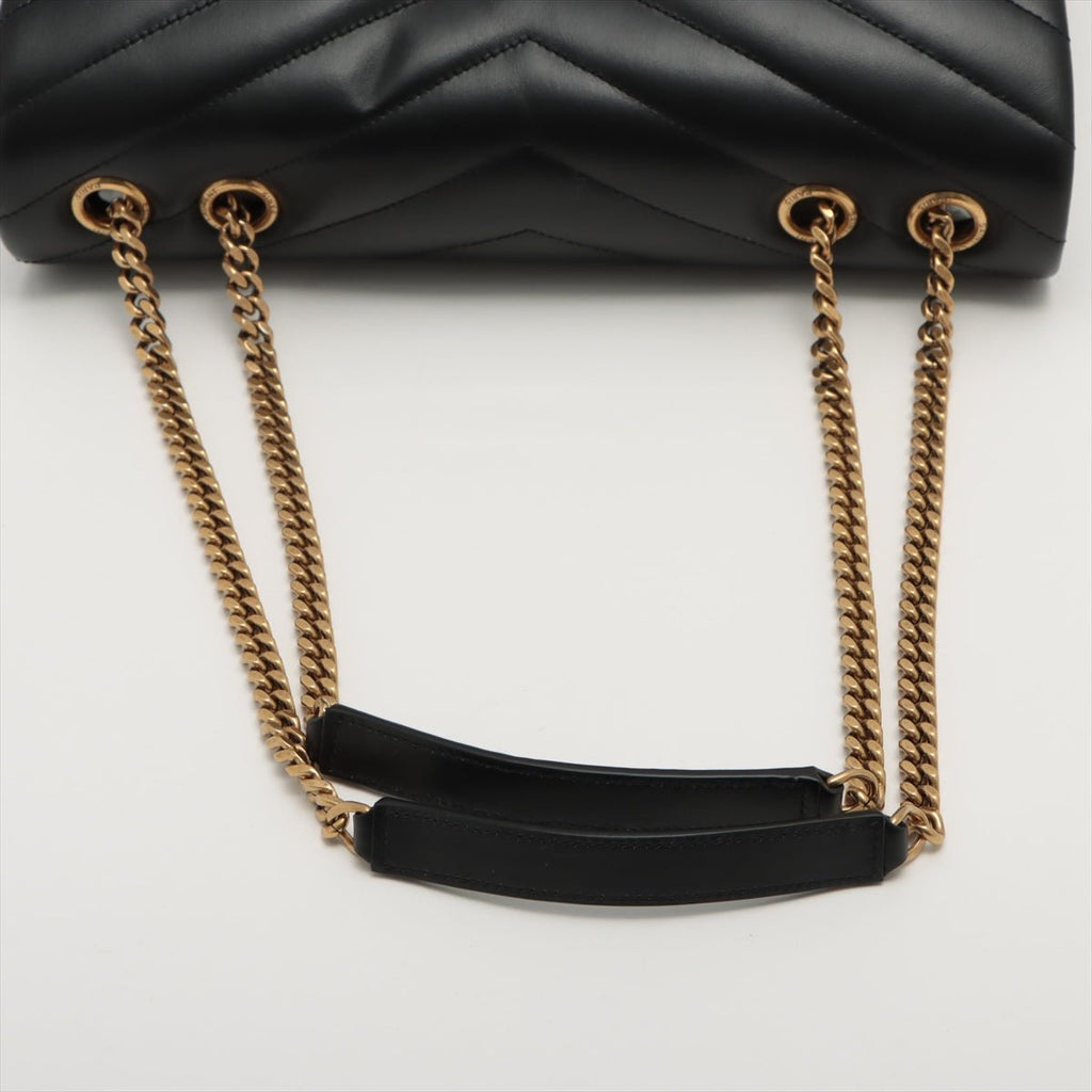 Loulou Medium Chain in Black Quilted "Y" Leather