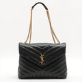 Loulou Medium Chain in Black Quilted "Y" Leather