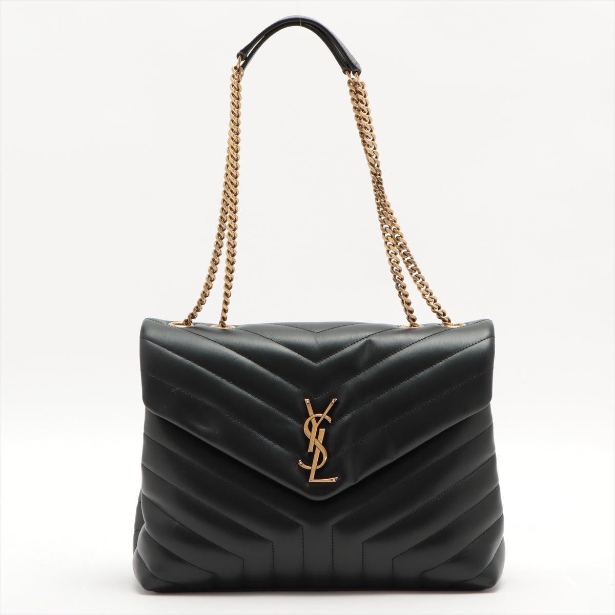 Loulou Medium Chain in Black Quilted "Y" Leather