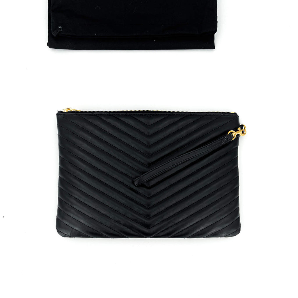 New Jolie Black Leather Clutch