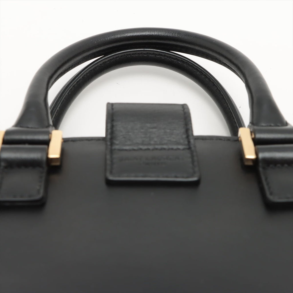 Paris Baby Cabas 2-Way Leather Black Bag