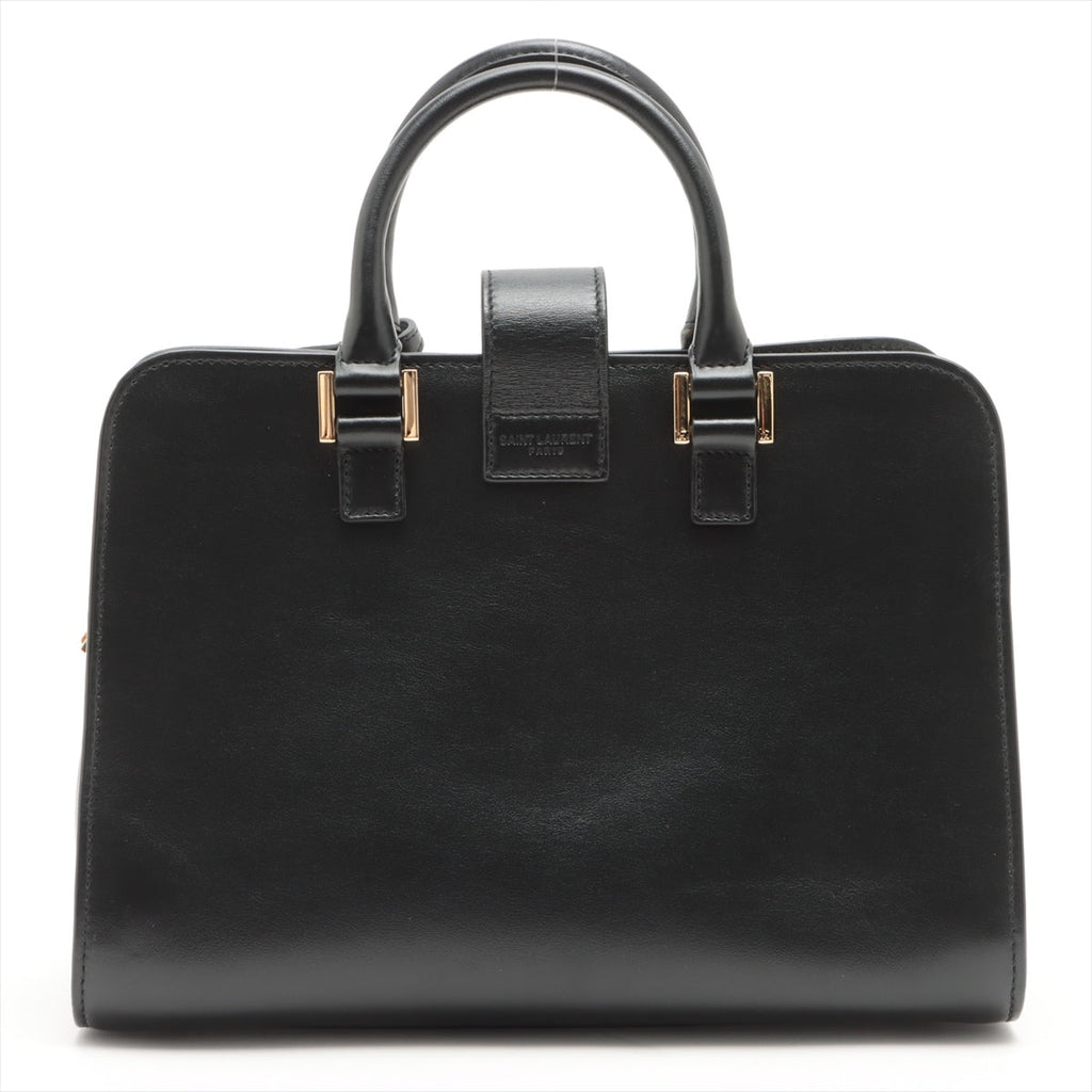 Paris Baby Cabas 2-Way Leather Black Bag