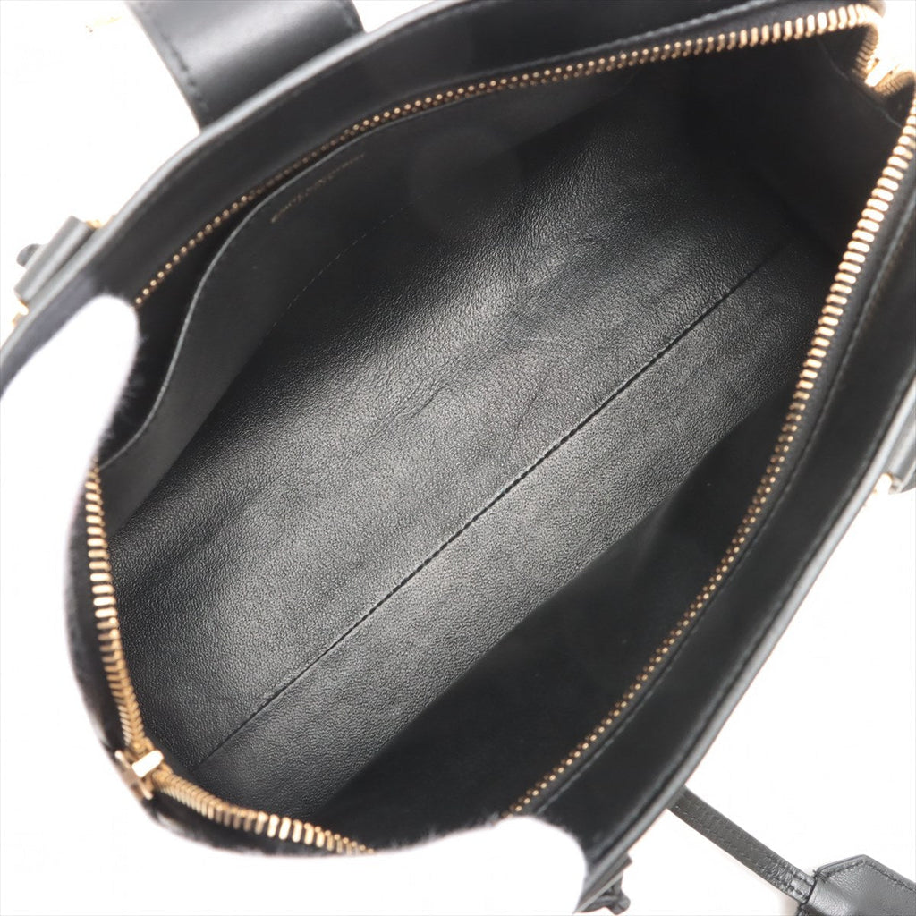 Paris Baby Cabas 2-Way Leather Black Bag