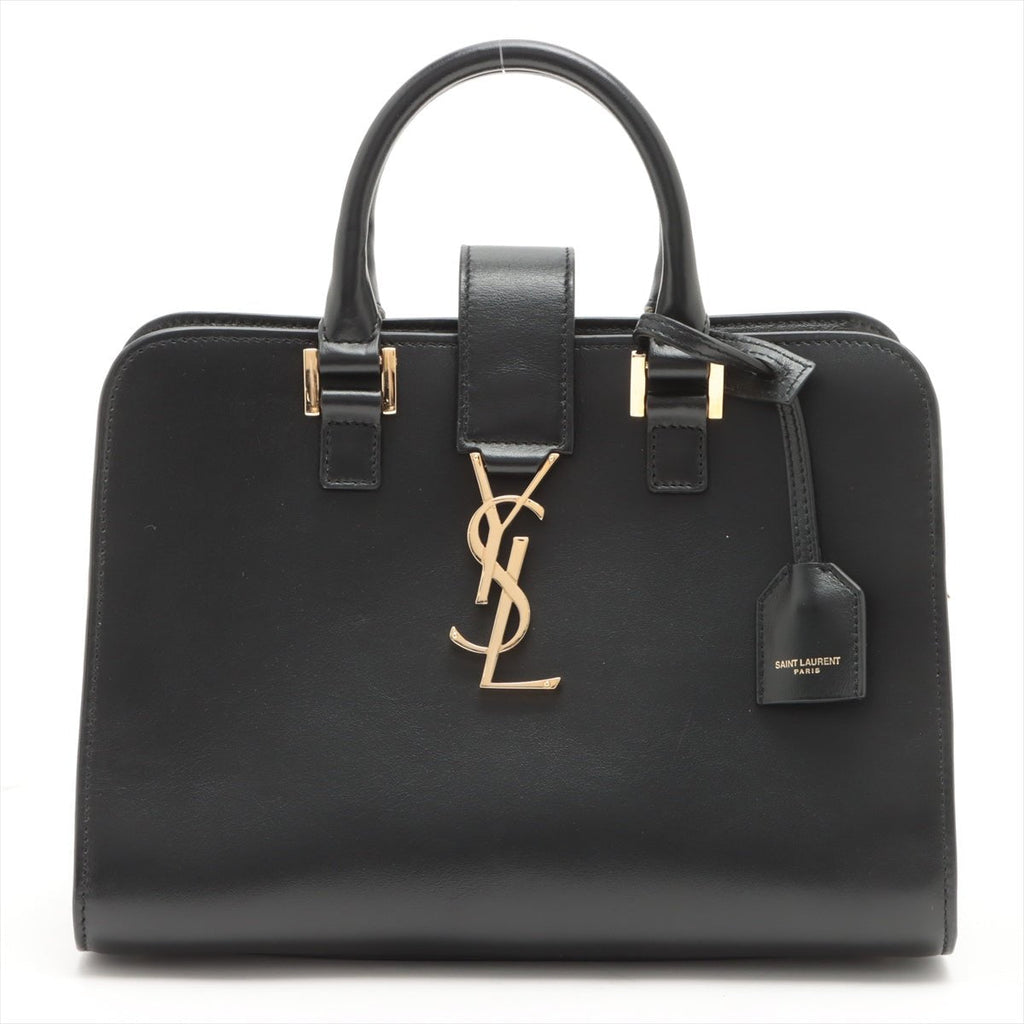 Paris Baby Cabas 2-Way Leather Black Bag