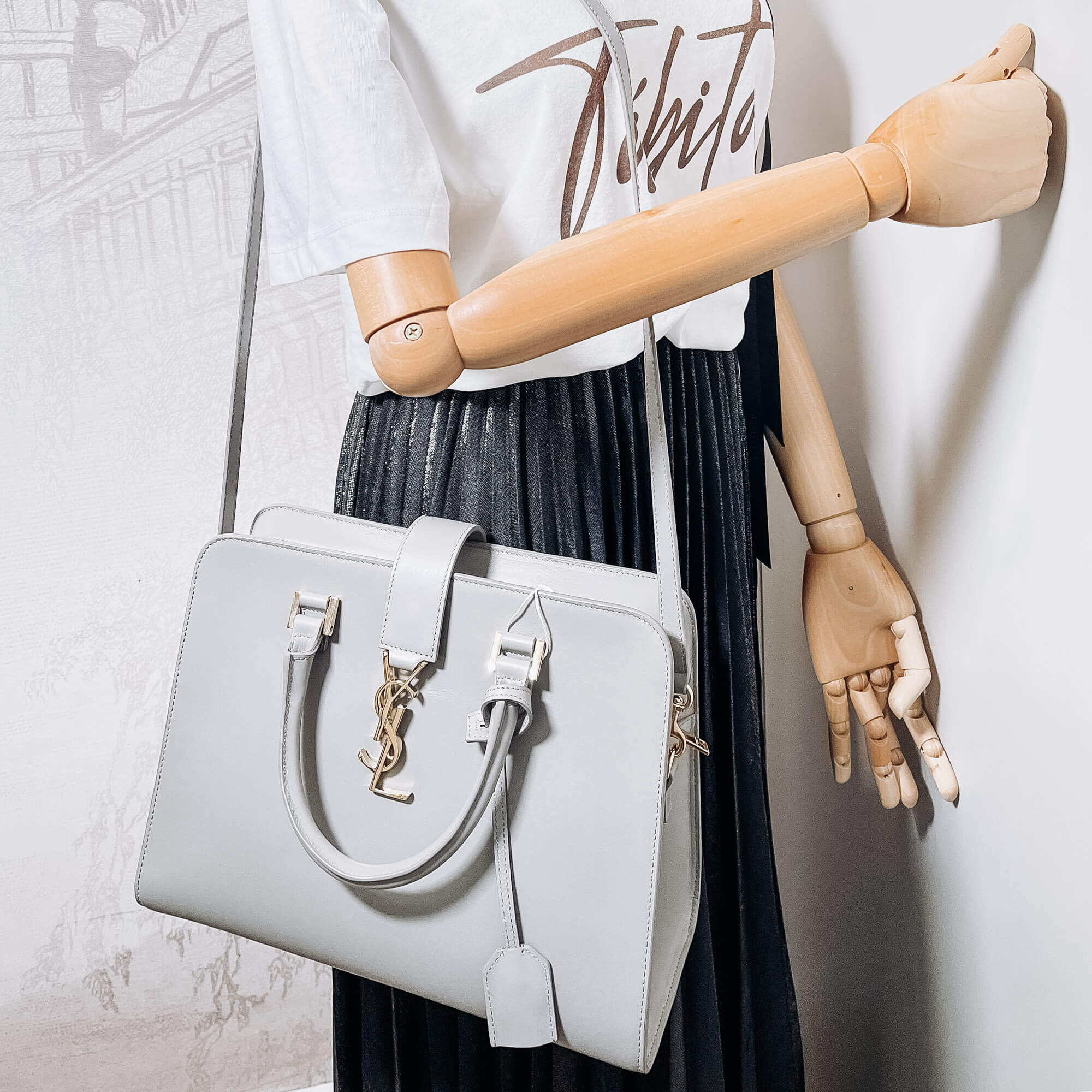 Paris Baby Cabas Leather 2-way Grey Large