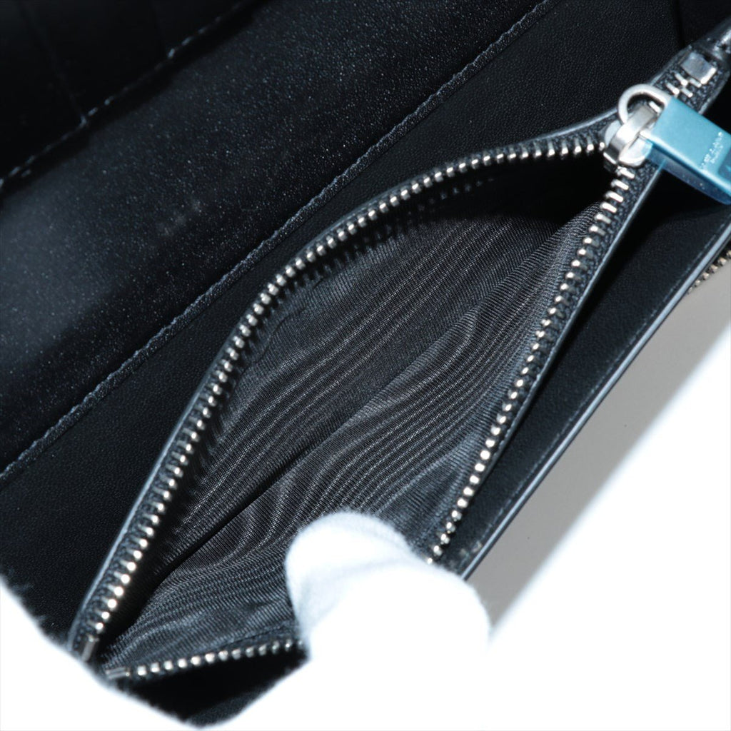 Paris Round Zip Wallet Black Leather