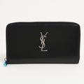 Paris Round Zip Wallet Black Leather