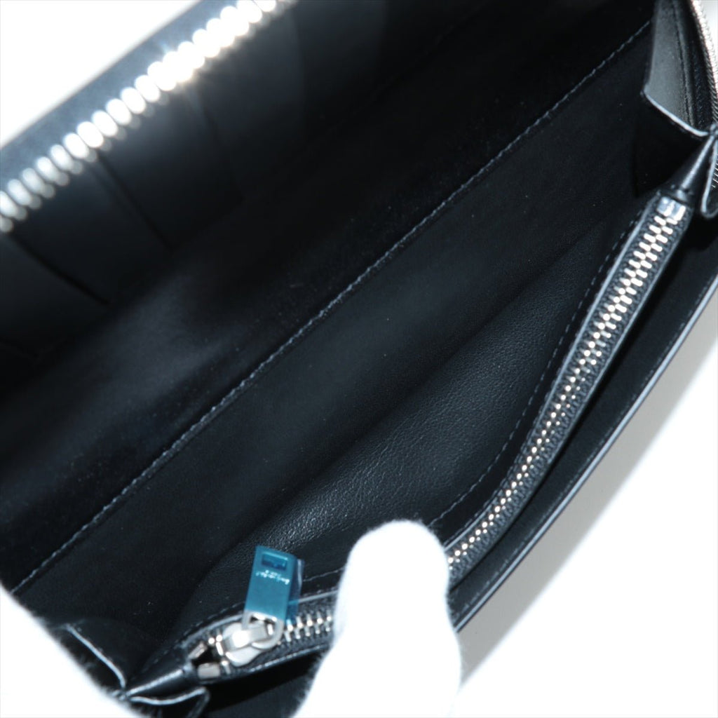 Paris Round Zip Wallet Black Leather