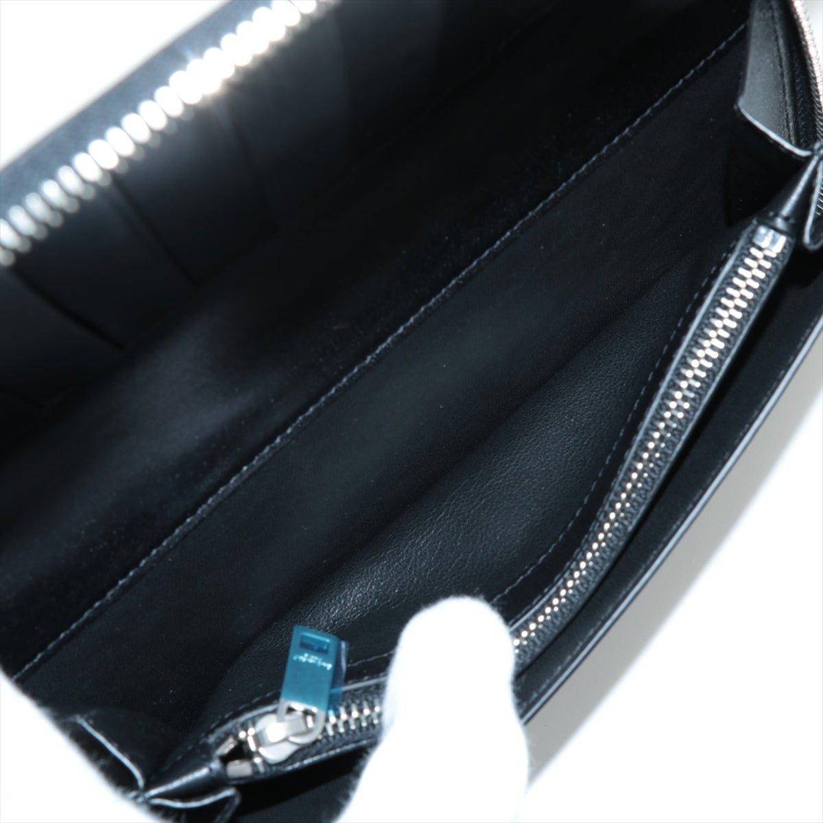 Paris Round Zip Wallet Black Leather
