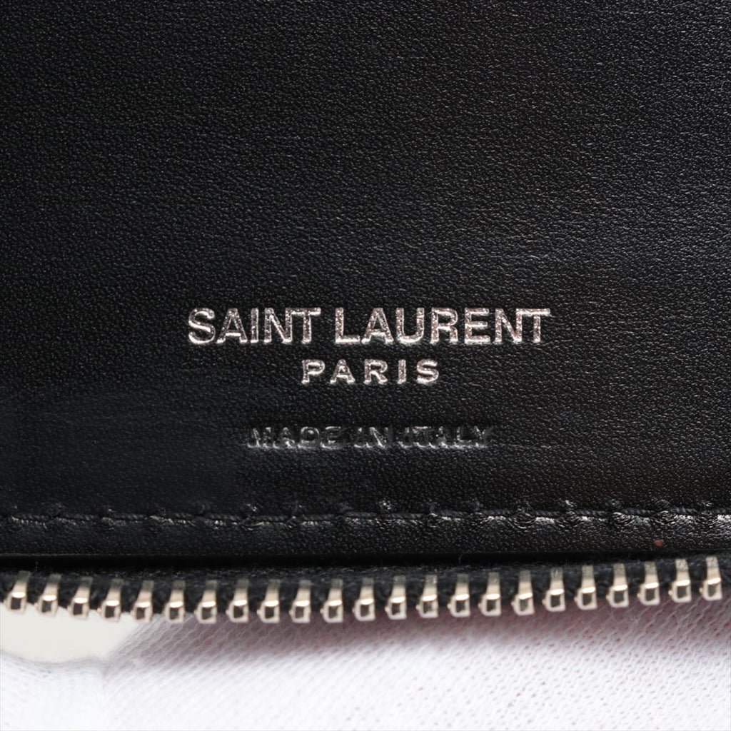 Paris Round Zip Wallet Black Leather