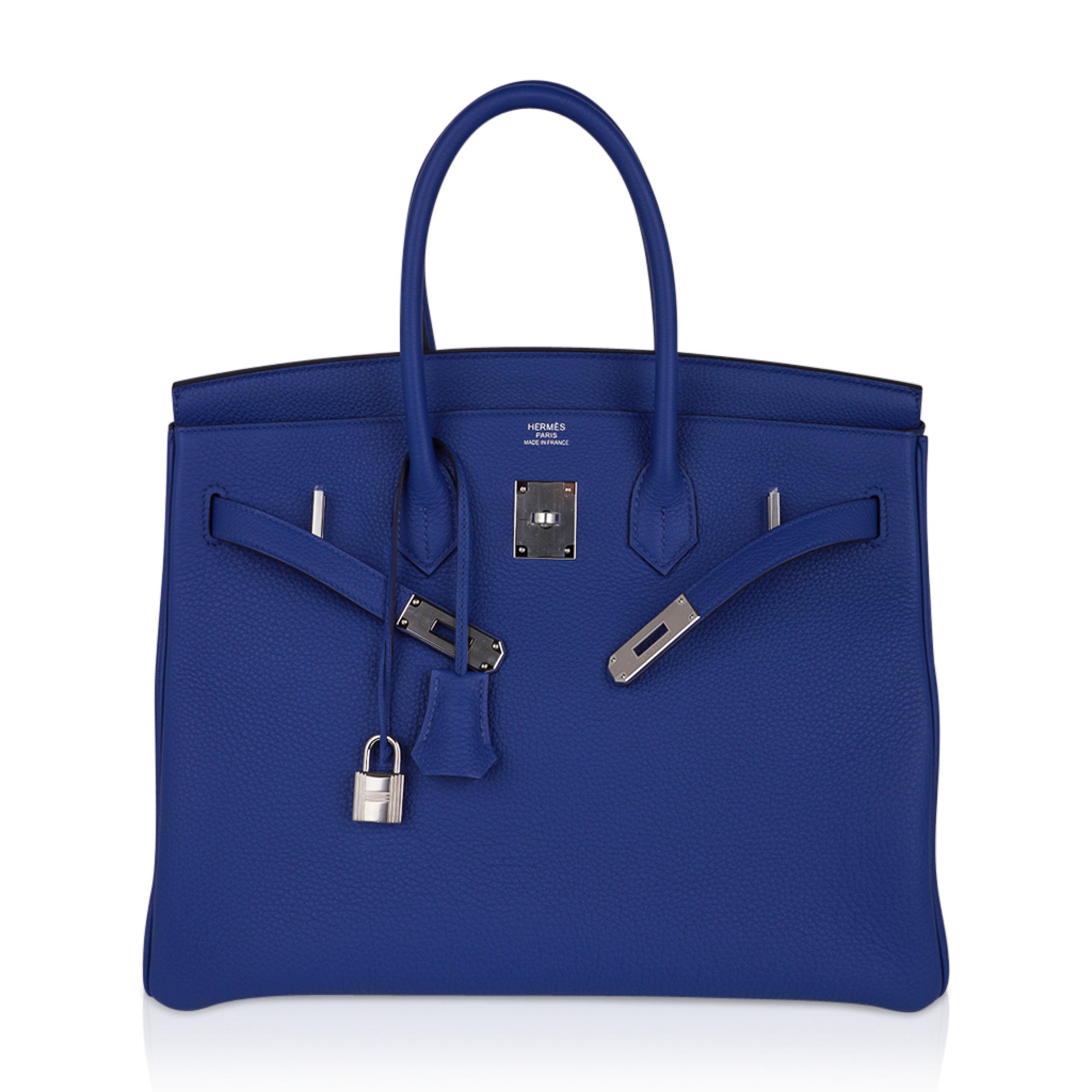 Hermes Birkin 35 Bag Blue de France Togo Leather with Palladium Hardware