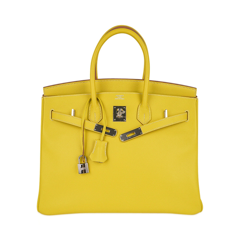 Hermes Birkin 35 Lime Candy Limited Edition Bag Epsom Palladium