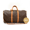 Louis Vuitto Keepall 50 Bandouliere Monogram Canvas Travel Bag with Strap