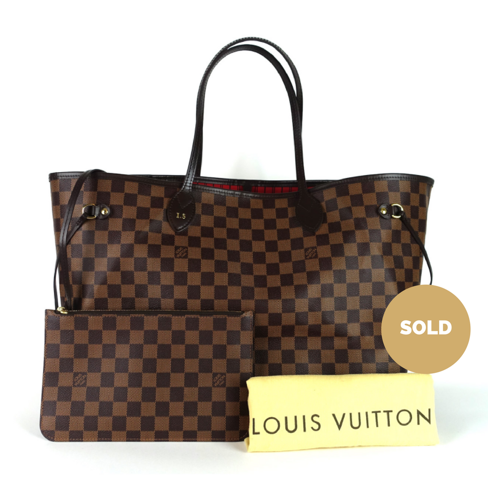 Louis Vuitto Neverfull GM Damier EbÃ¨ne Canvas Tote Bag