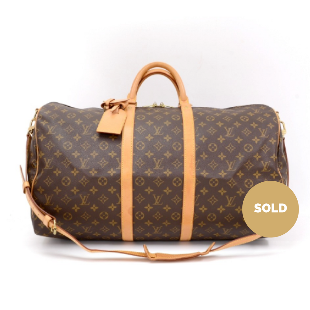 Louis Vuitto Monogram Canvas Keepall 55 Bandouliere Duffel Bag with Strap