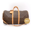 Louis Vuitto Monogram Canvas Keepall 55 Bandouliere Duffel Bag with Strap