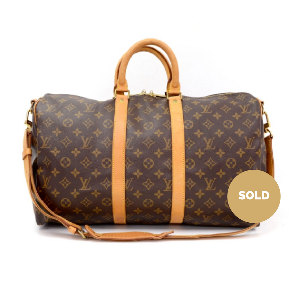 Louis Vuitto Monogram Canvas Keepall 45 Bandouliere Duffle Bag with Strap