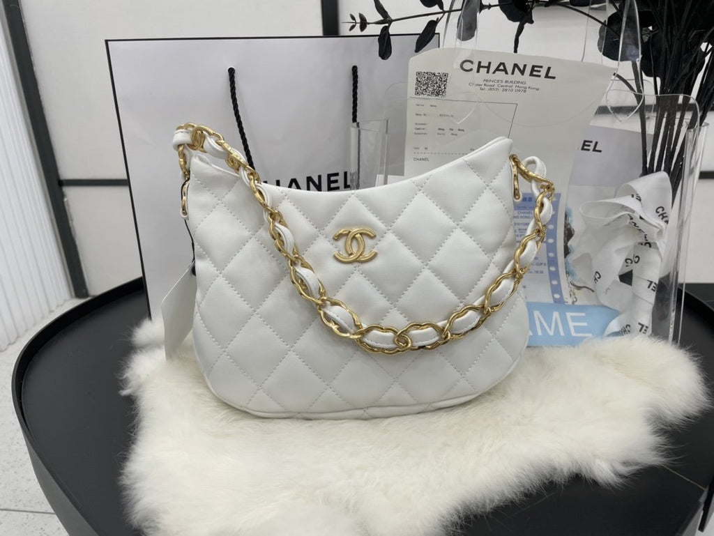 CHLHobo Handbag White For Women, Women’s Bags 9.4in/24cm