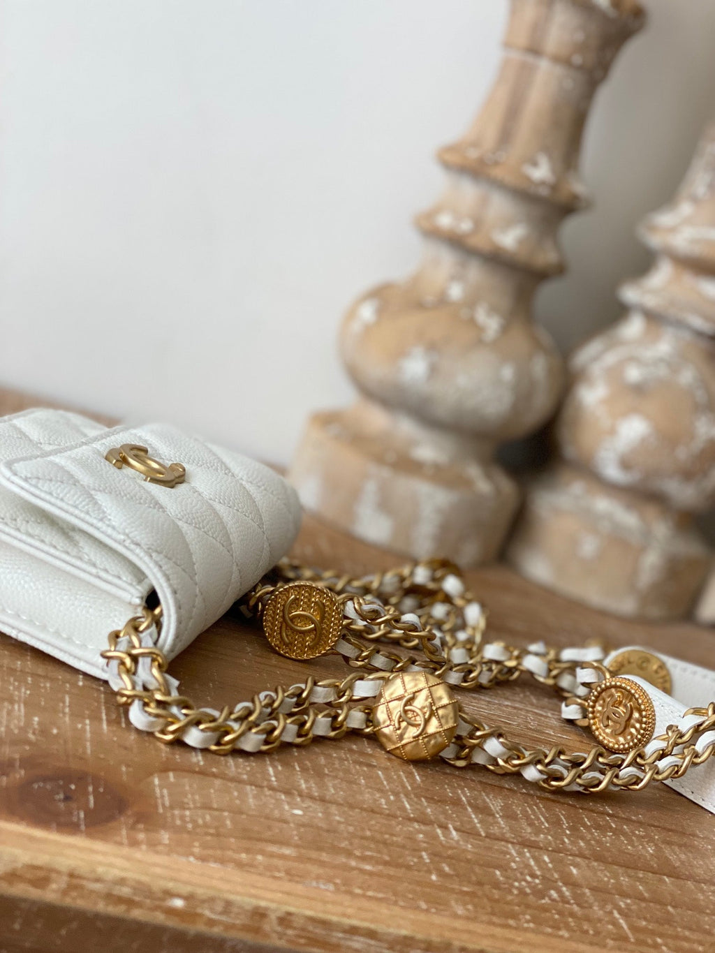 CHL Clutch With Chain White For Women, Women’s Bags 4.8in/12.3cm
