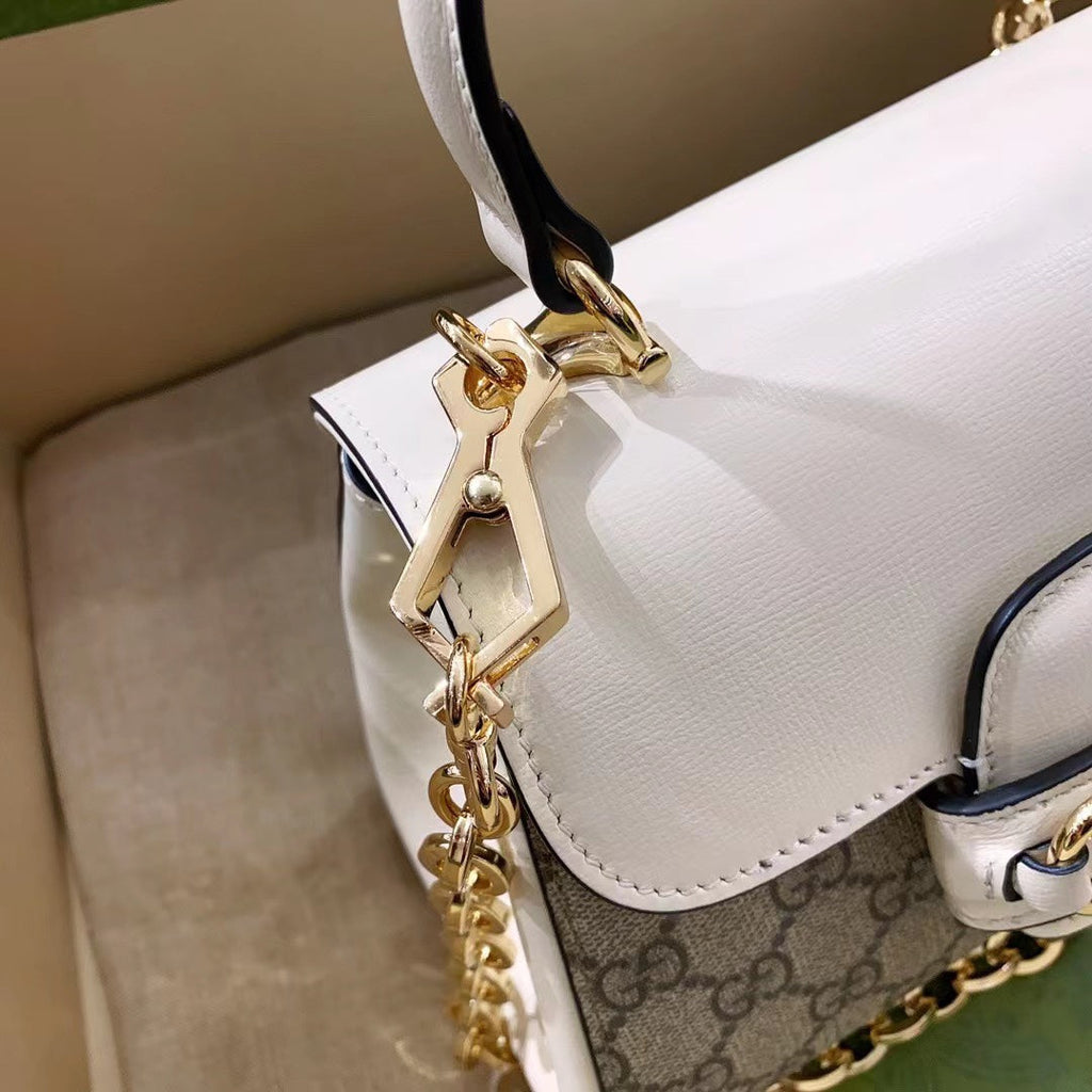 gg Horsebit 1955 Mini Bag White For Women, Women’s Bags 8.7in/22cm gg ‎703848 92TCK 9761