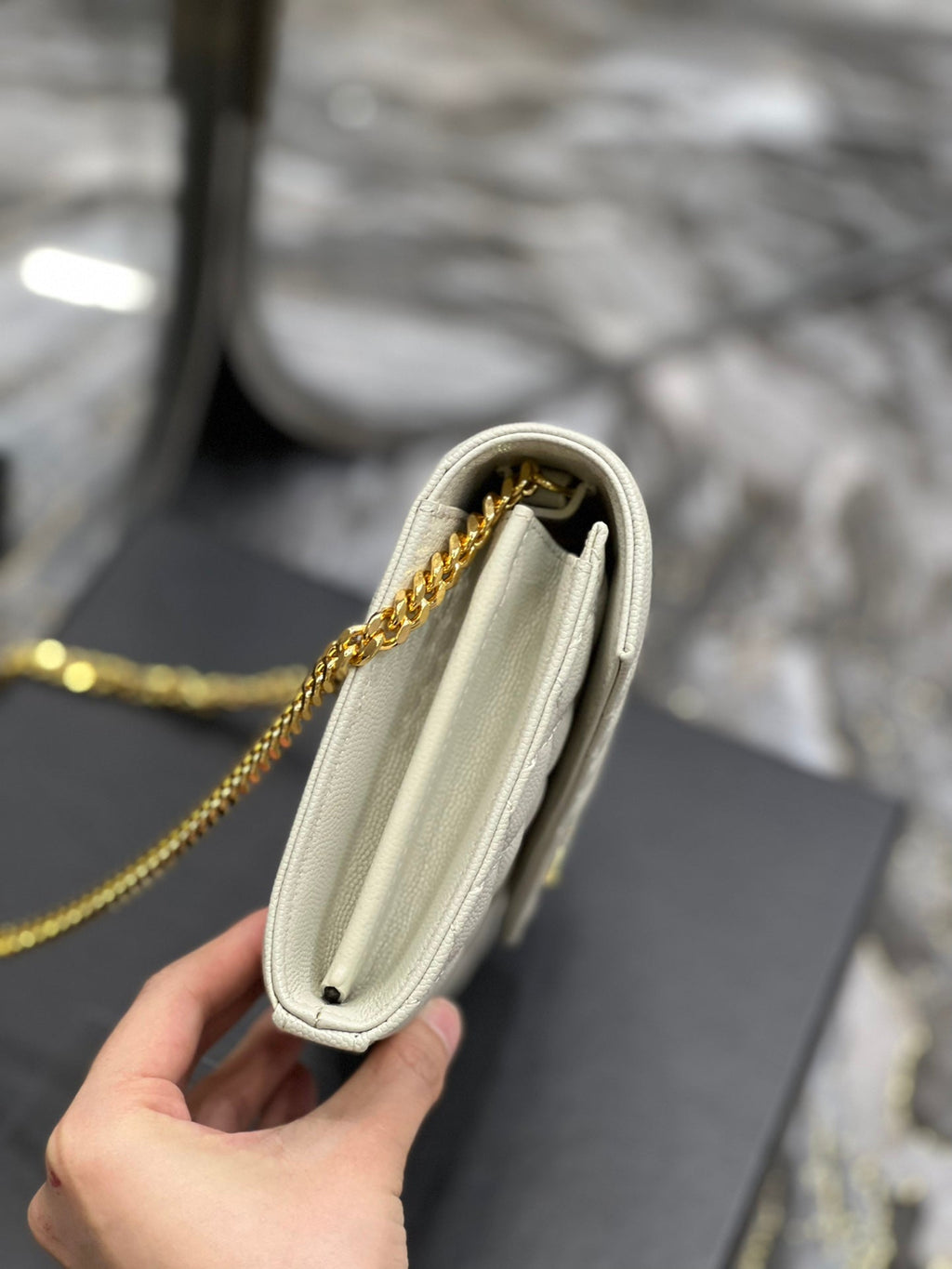 YSSL Envelope Small Chain Bag White For Women, Women’s Bags 8.6in/22cm YSL