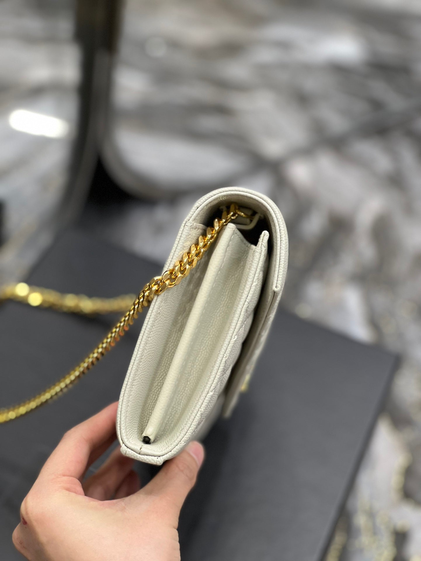 YSSL Envelope Small Chain Bag White For Women, Women’s Bags 8.6in/22cm YSL