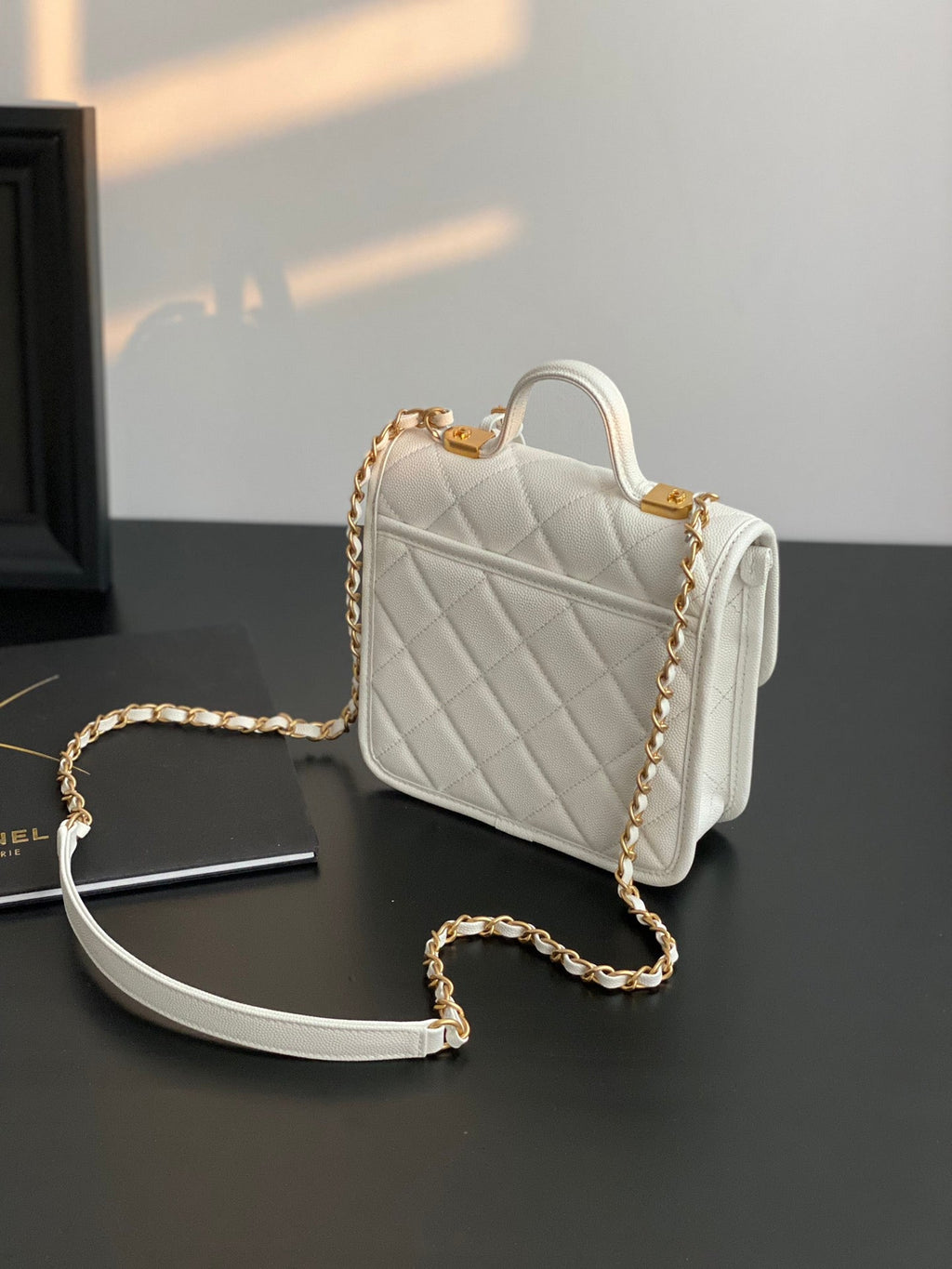 CHLSmall Flap Bag With Top Handle White For Women, Women’s Bags 8.1in/20.5cm