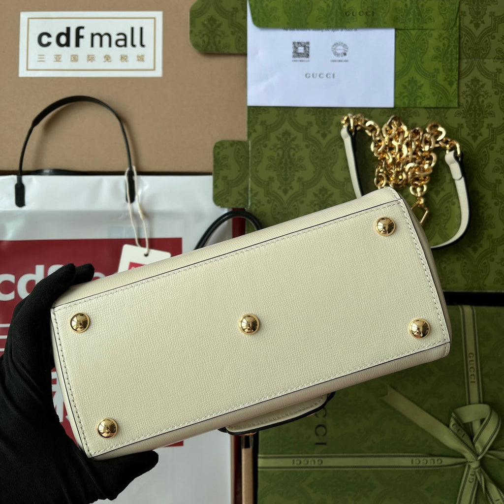 Glami OphiGLAMIa Glami Horsebit 1955 Mini Bag White For Women, Women’s Bags 8.6in/22cm Glami